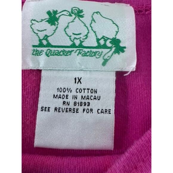 "Quaker Factory" Women's Top Tee Plus 1X Pink Embellished Bling Fairy Whimsy - Picture 6 of 7